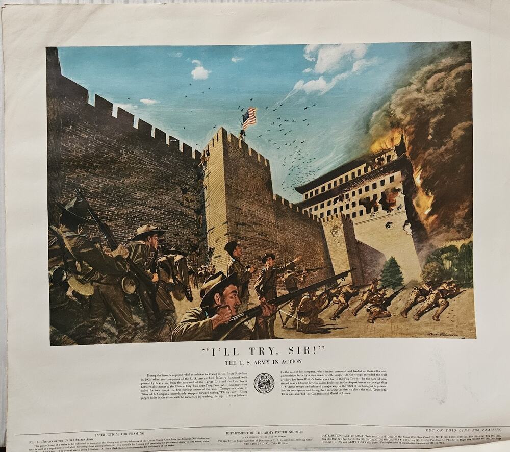 1953 US Army "I'll Try, Sir!" Poster 21-73 by H. Charles McBarron Jr. TJG7143